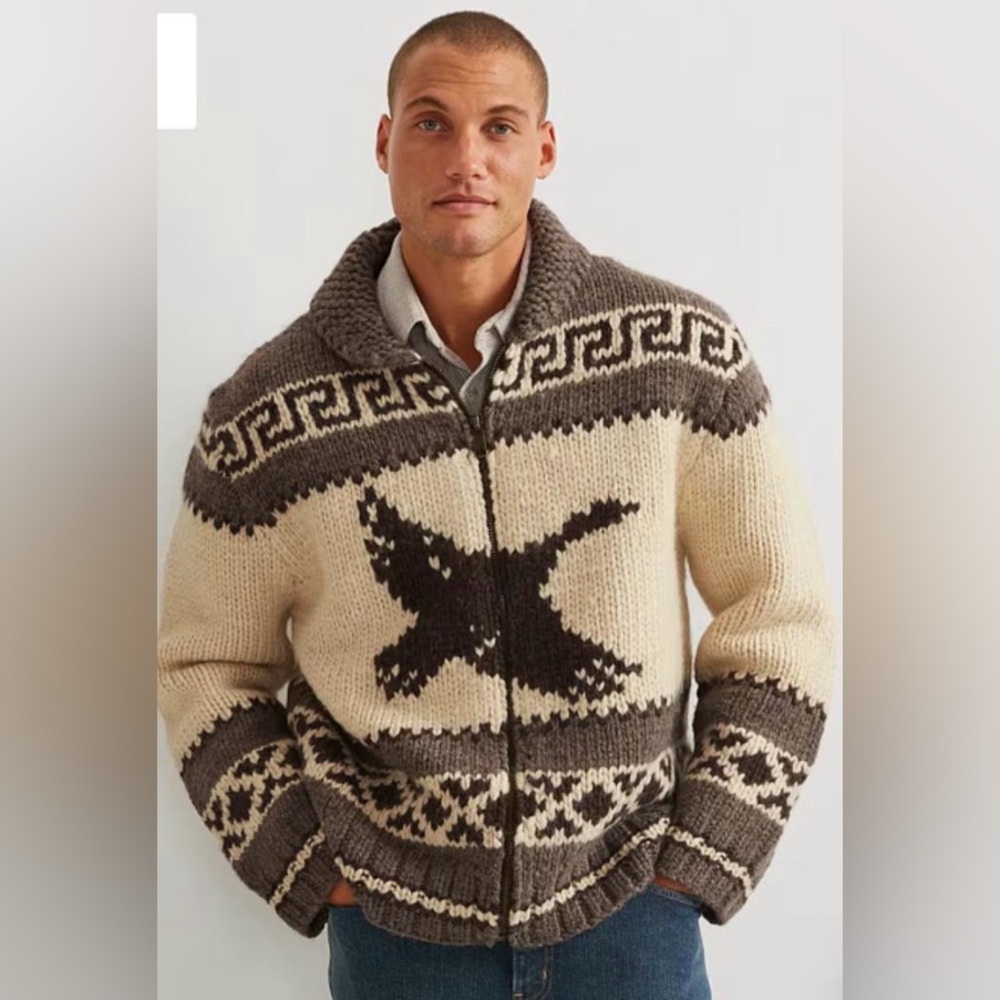 Mens Hand Knit Cowichan Sweater